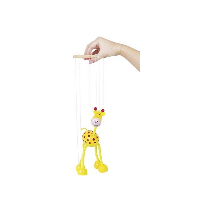 Marionnette à fil girafe en bois jaune 27 cm