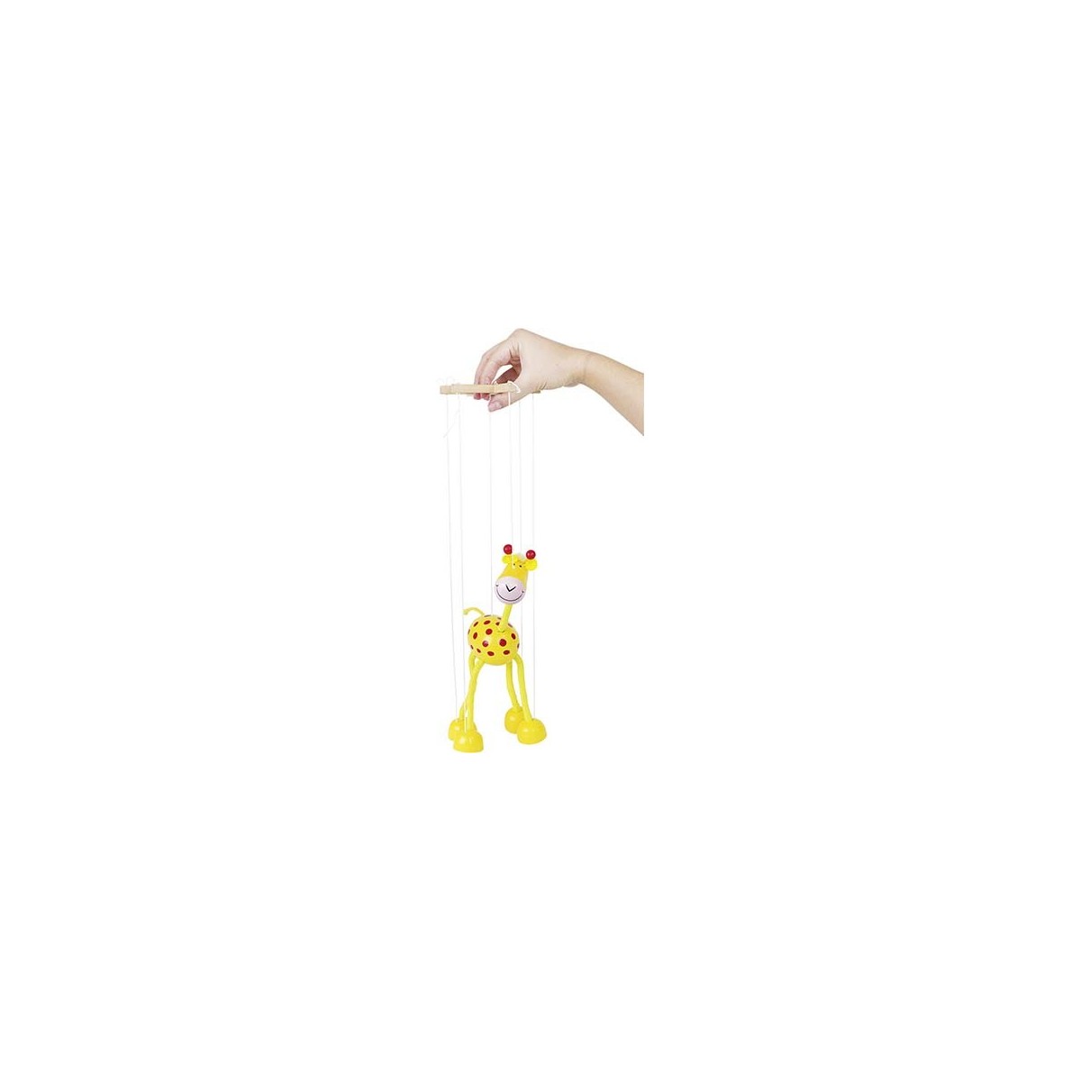 Marionnette à fil girafe en bois jaune 27 cm