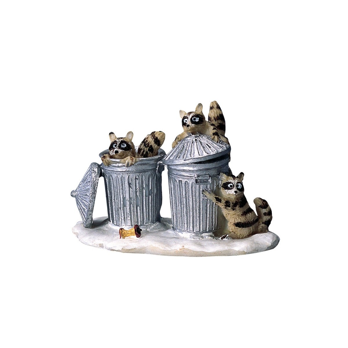 Raton Laveurs fouillant les poubelles Lemax