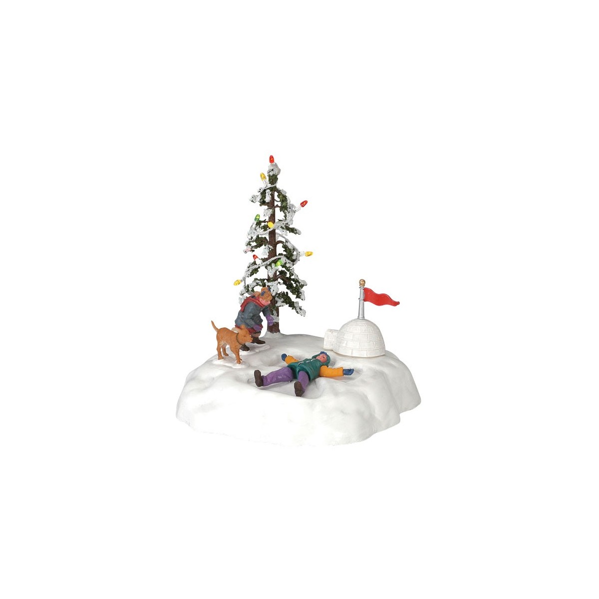 Scène animée lumineuse Ailes d'ange dans la neige Lemax Vail Village