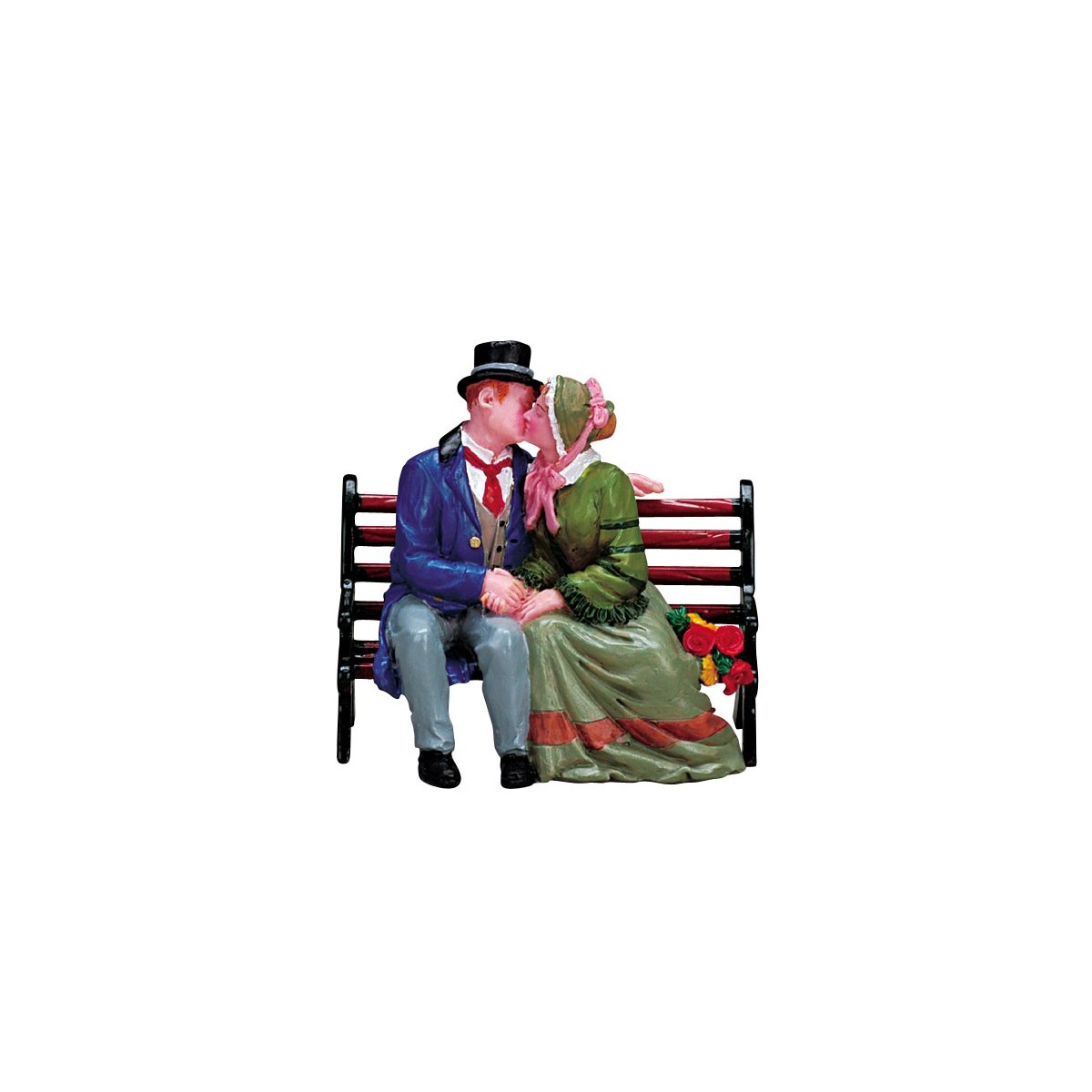 Couple qui s'embrasse sur un banc Lemax Caddington