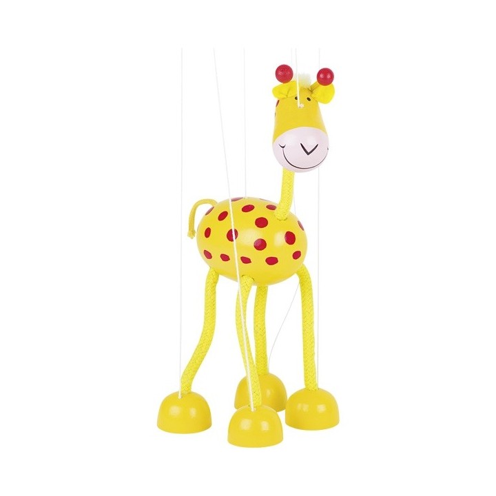 Marionnette à fil girafe en bois jaune 27 cm