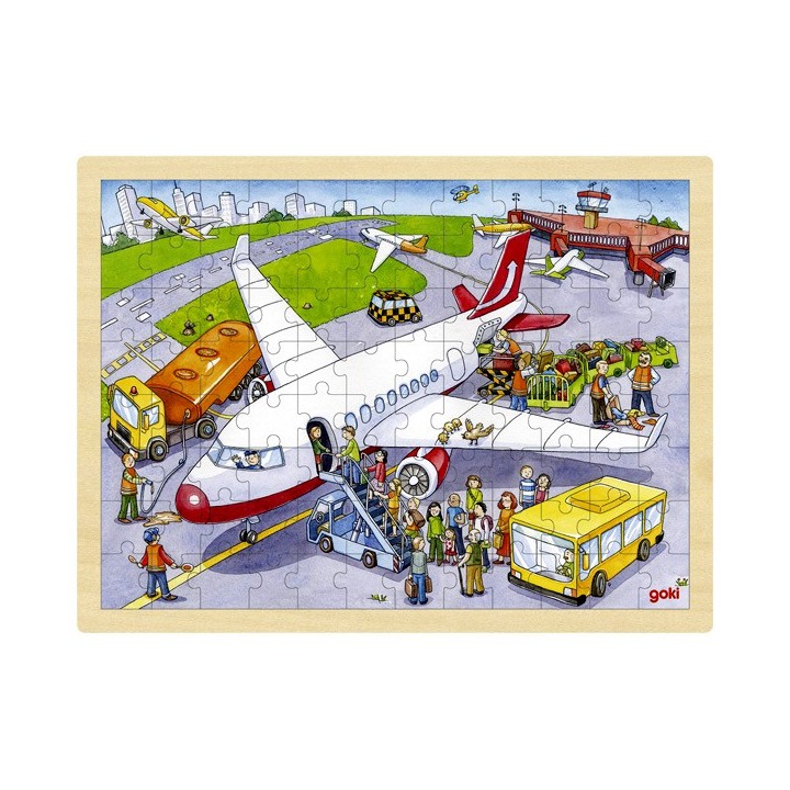 Puzzle enfant en bois aéroport 96 pièces