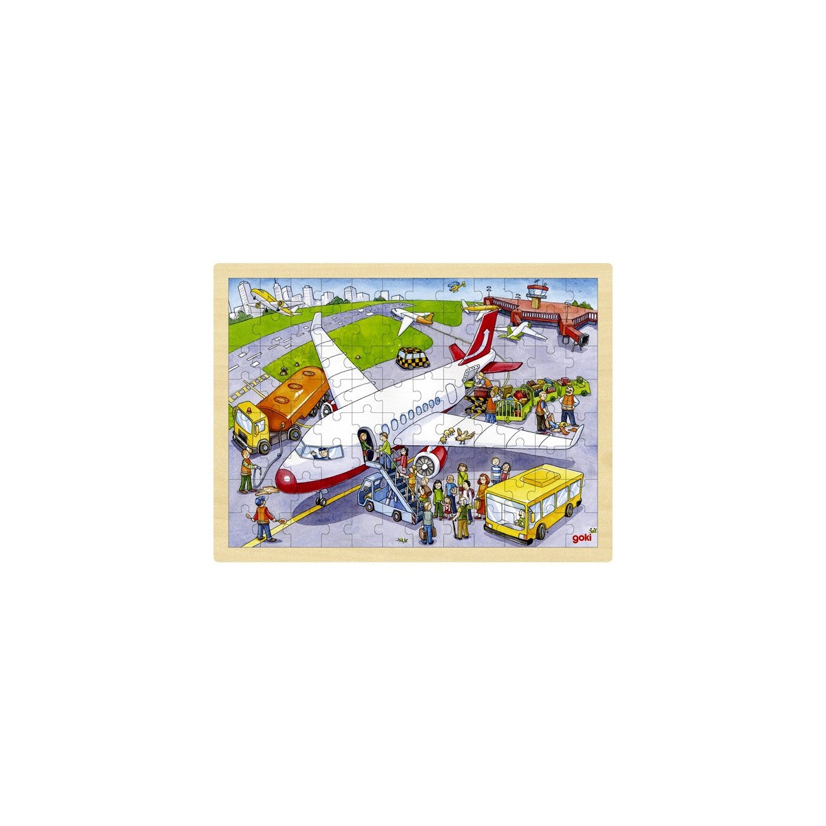 Puzzle cadre enfant en bois aéroport 96 pièces