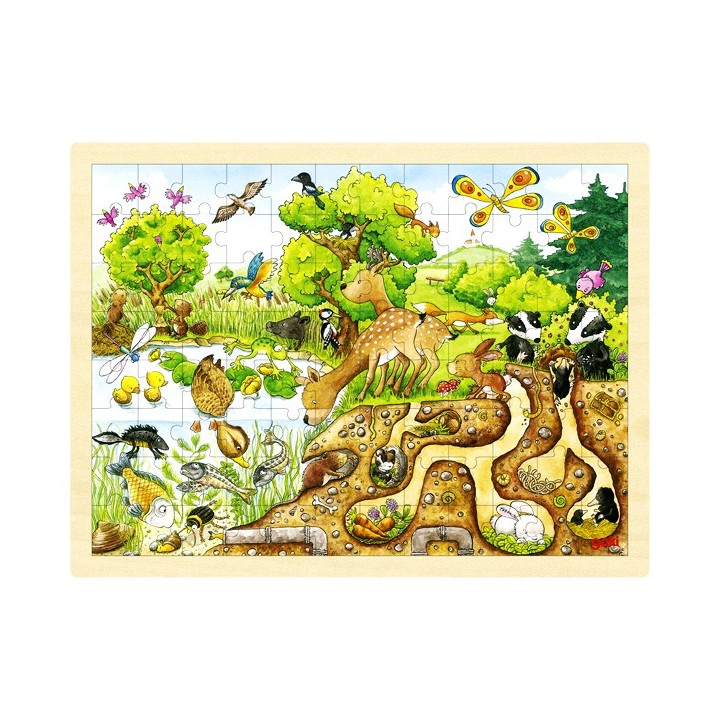 Puzzle enfant en bois animaux forêt 96 pièces