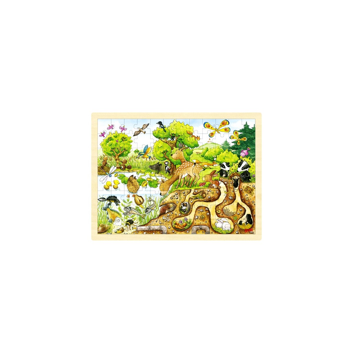 Puzzle cadre enfant en bois animaux forêt 96 pièces