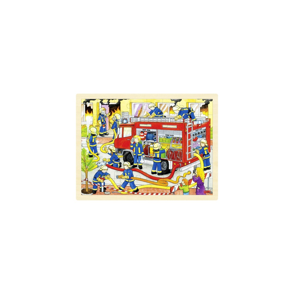 Puzzle cadre enfant en bois pompiers 48 pièces