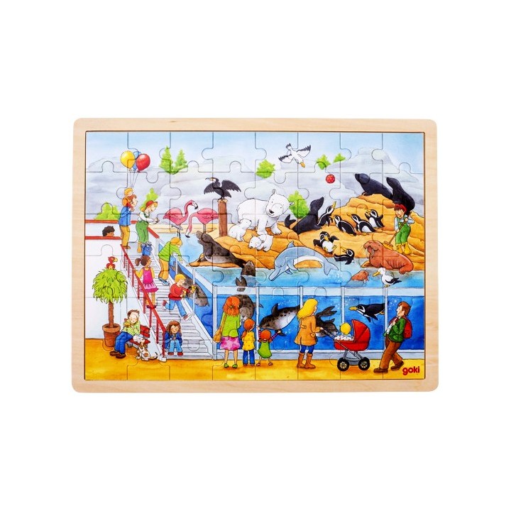 Puzzle cadre enfant en bois zoo 48 pièces