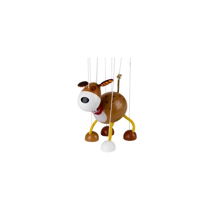 Marionnette à fils chien en bois marron 15 cm