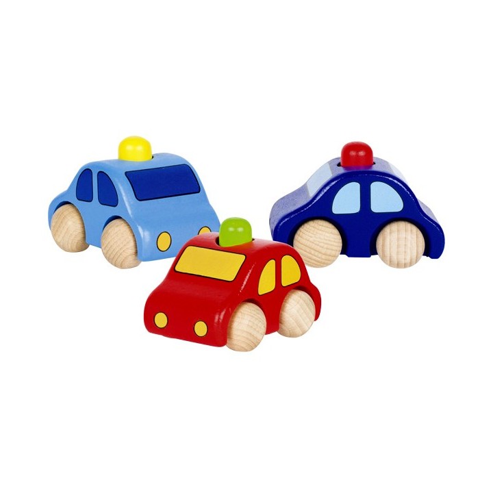 Voiture en bois enfant avec klaxon bleu foncé 9 cm