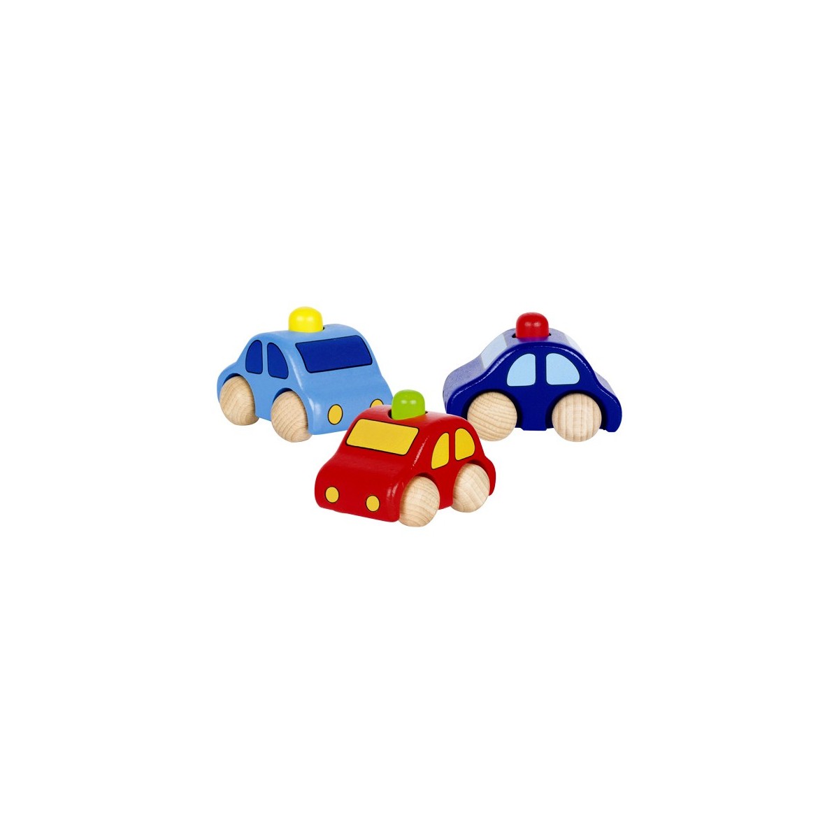 Voiture en bois enfant avec klaxon bleu foncé 9 cm