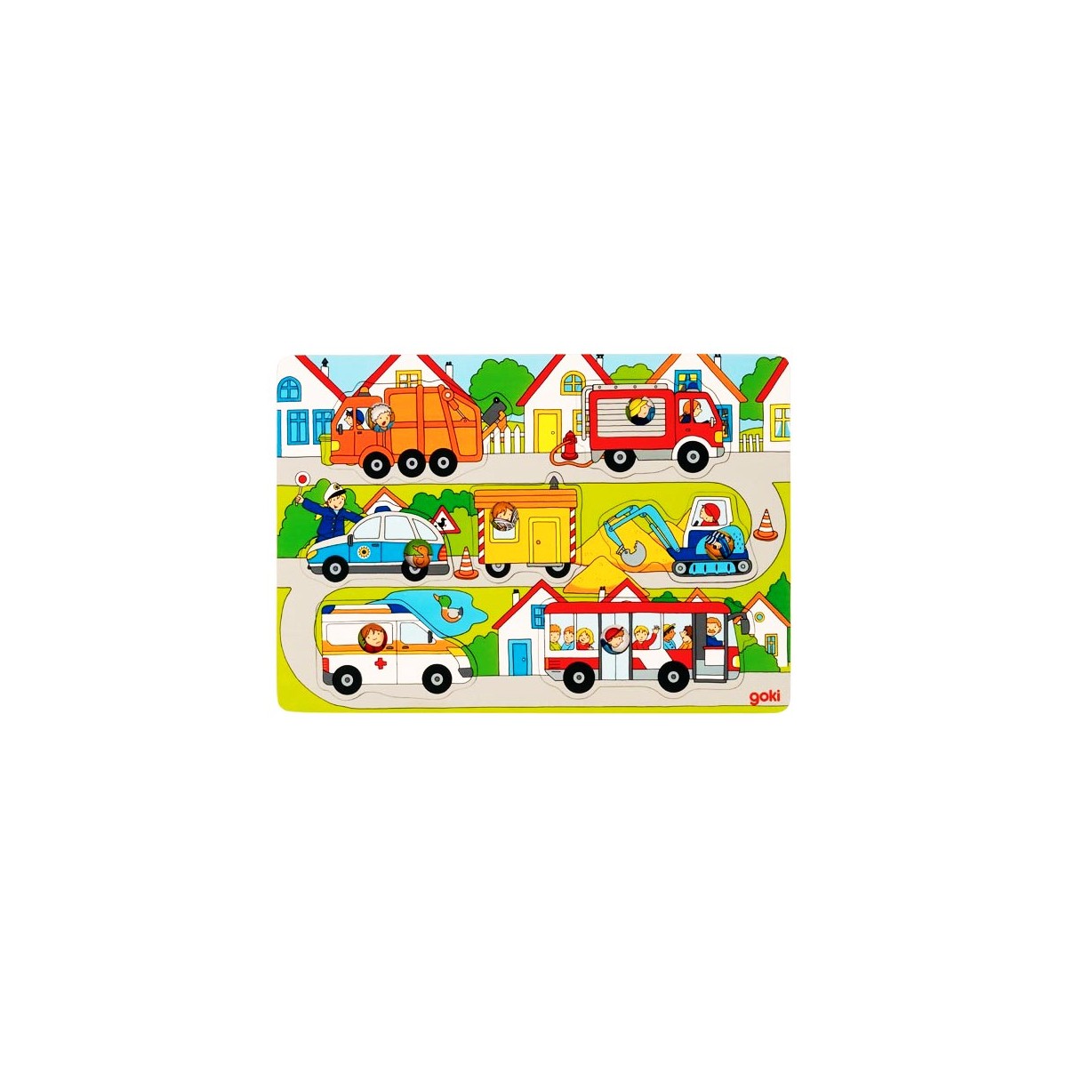 Puzzle enfant en bois à encastrement Véhicules 7 pièces