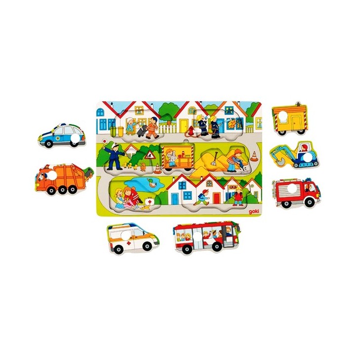 Puzzle enfant en bois à encastrement Véhicules 7 pièces