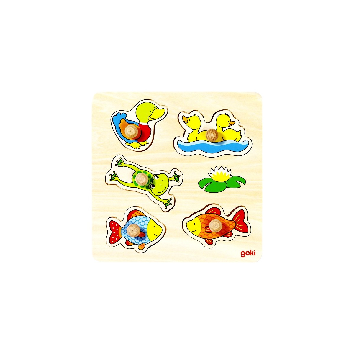 Puzzle enfant en bois à encastrement animaux 5 pièces
