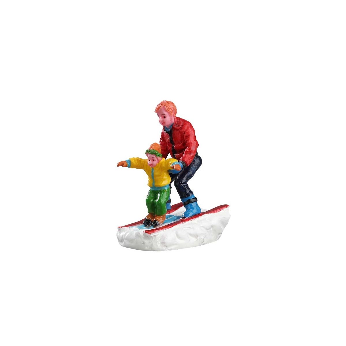 Père et son fils à ski Lemax Vail Village