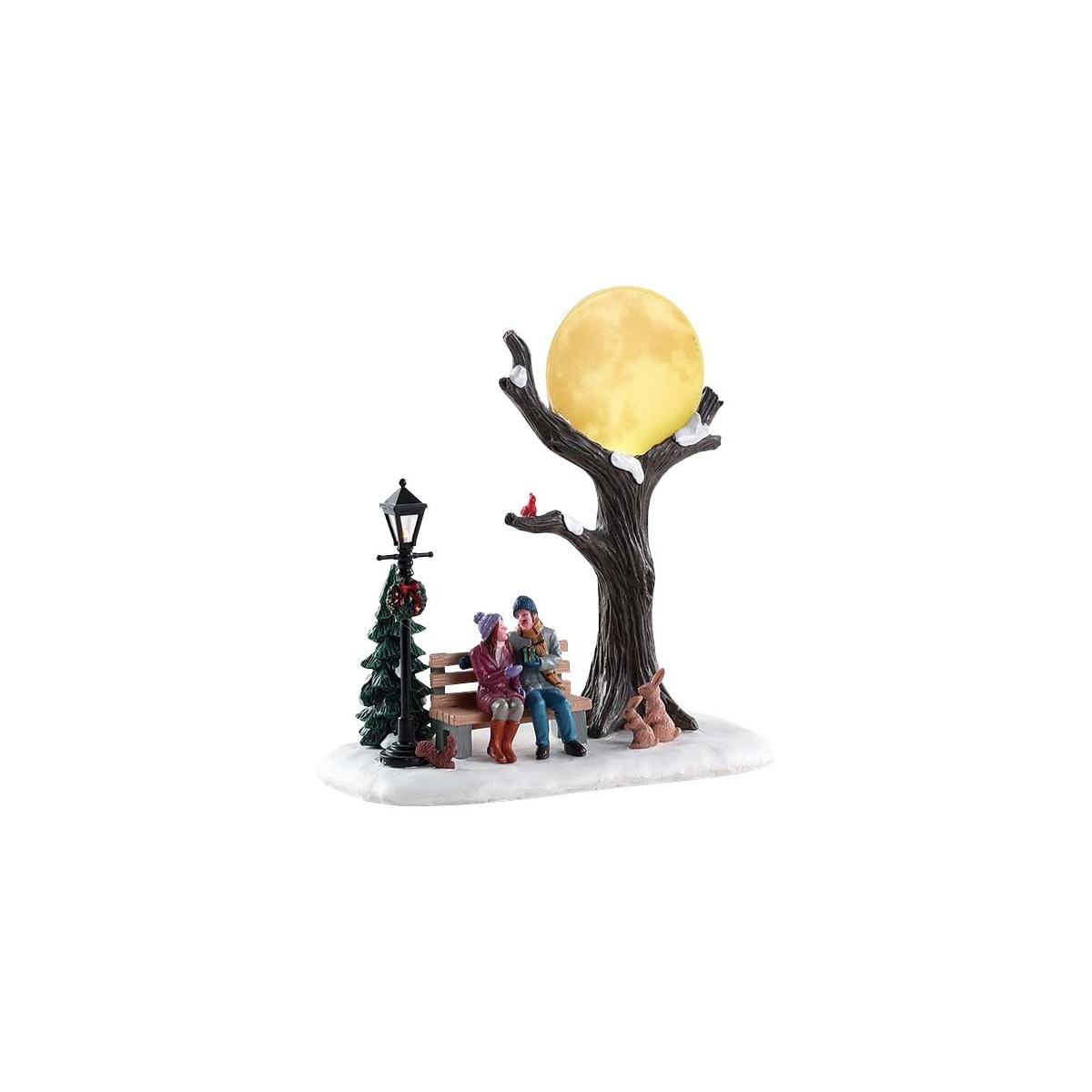 Scène lumineuse Amoureux au clair de lune Noël Lemax Vail Village