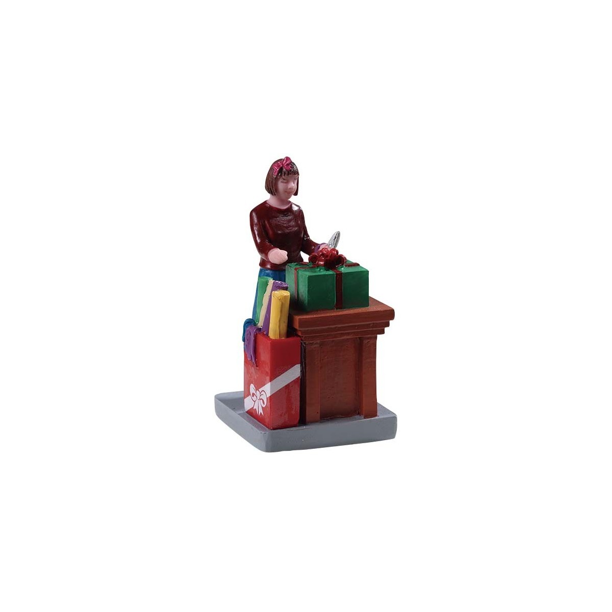 Jeune fille emballage cadeaux Lemax