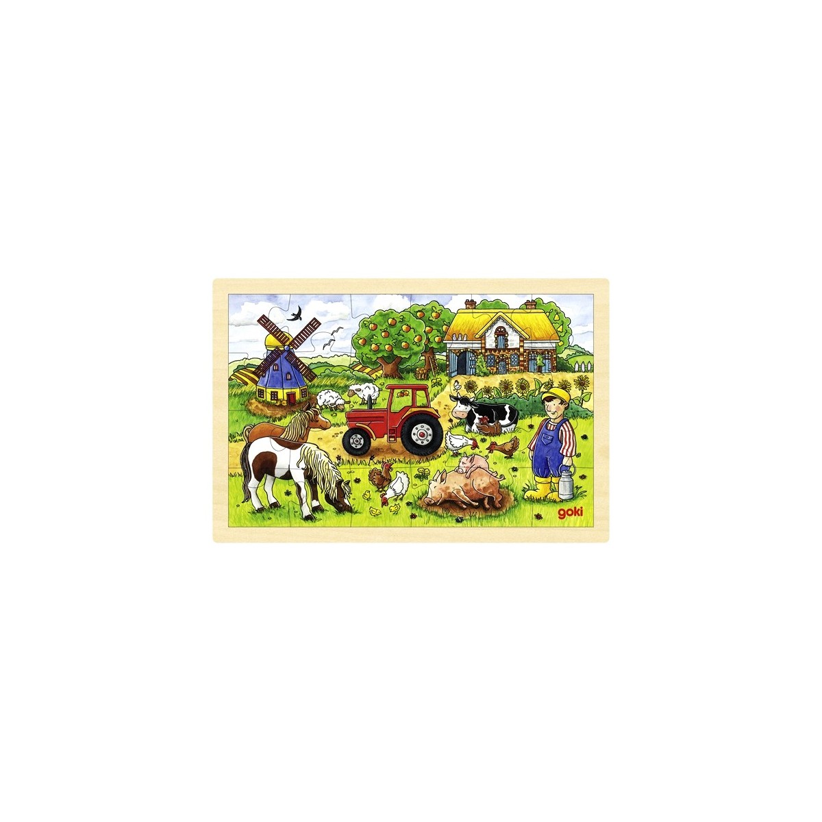 Puzzle cadre enfant en bois ferme 24 pièces