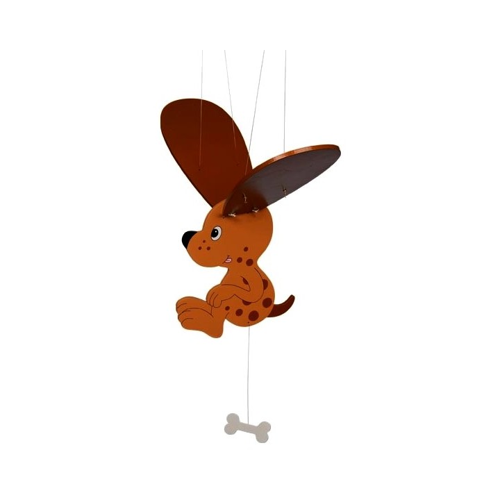 Mobile bébé en bois chien volant envergure 39 cm