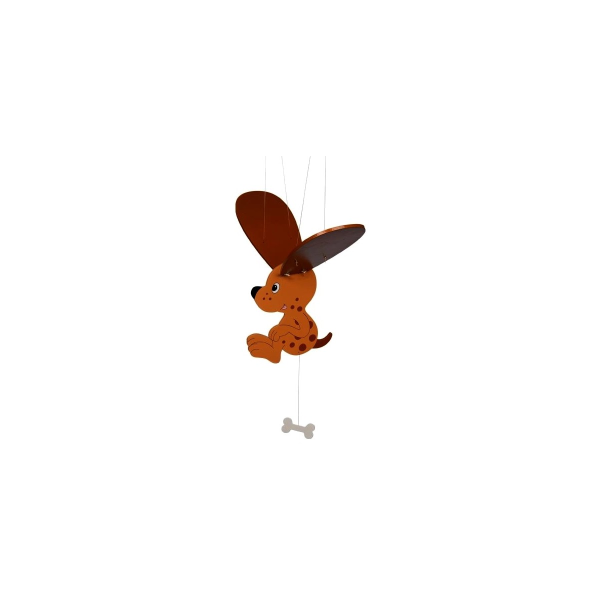 Mobile bébé en bois chien marron 39 cm à suspendre