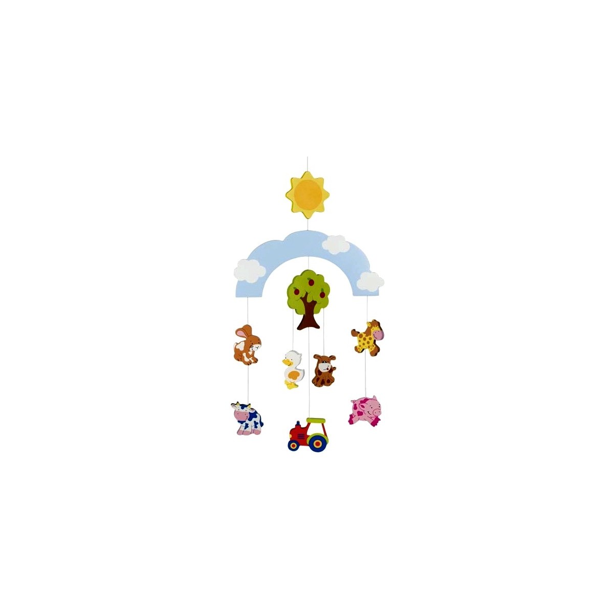 Mobilé bébé en bois animaux ferme 55 cm