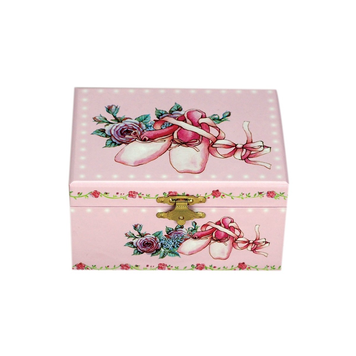 Boîte à bijoux musicale ballerine rectangle rose 15 cm