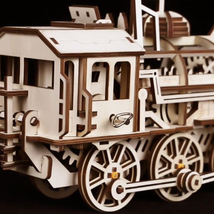 Maquette en bois Locomotive à vapeur animée