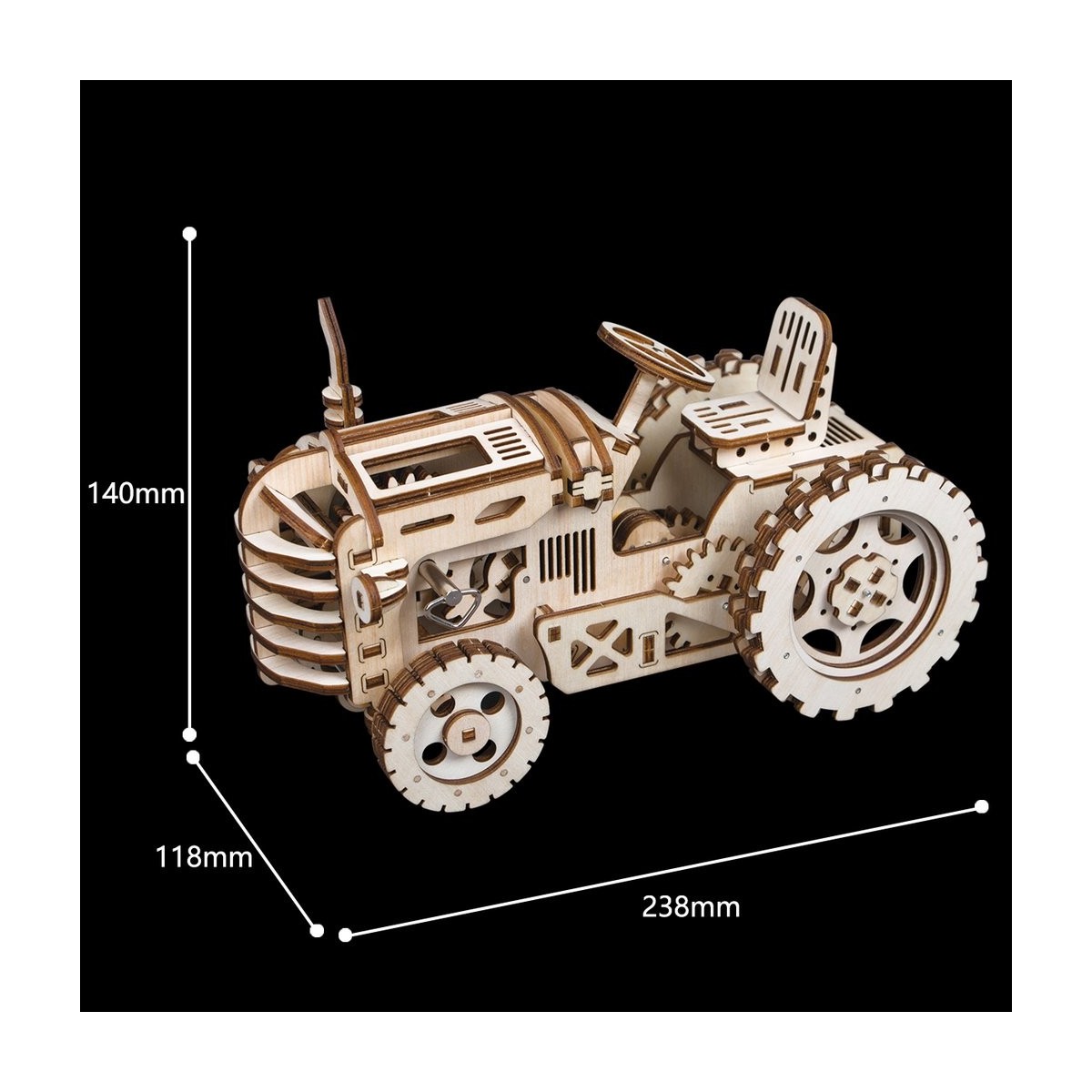 Maquette en bois Tracteur animé