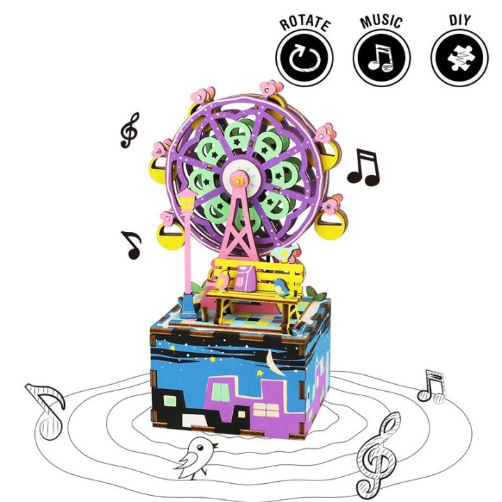 Maquette en bois Grande roue animée musicale