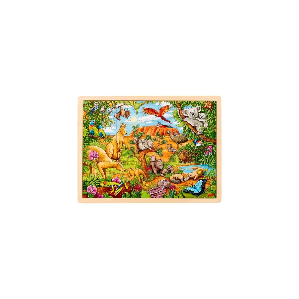 Puzzle cadre enfant en bois animaux Australie 96 pièces