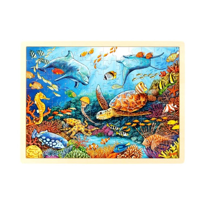 Puzzle enfant en bois fonds marins corail 96 pièces