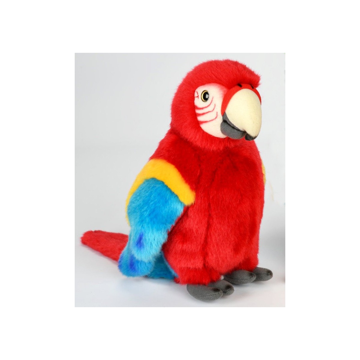 Peluche perroquet rouge jaune bleu 28 cm