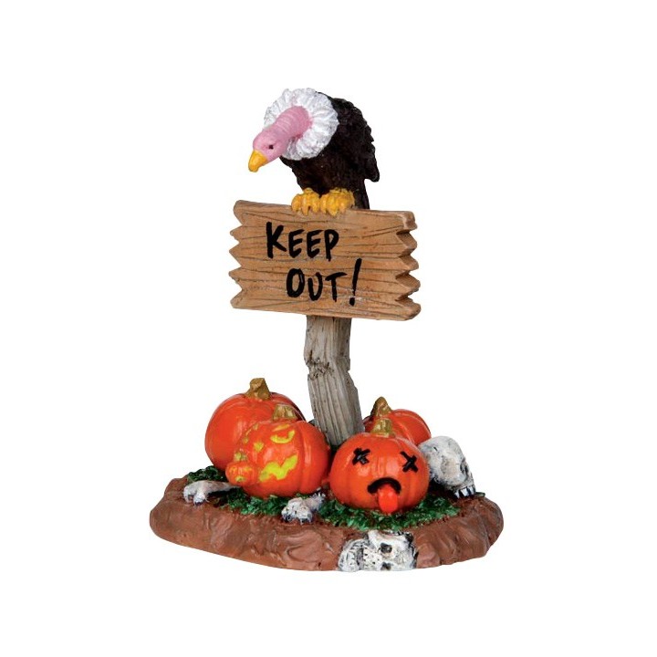 Vautour Pancarte Citrouilles Halloween Lemax