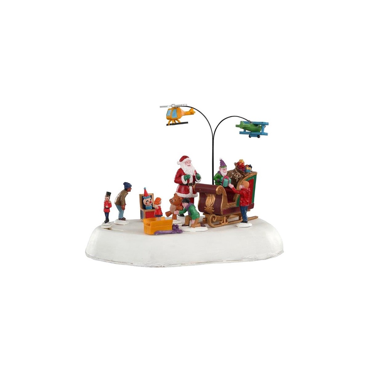 Scène animée Père Noël enfants et cadeaux Lemax