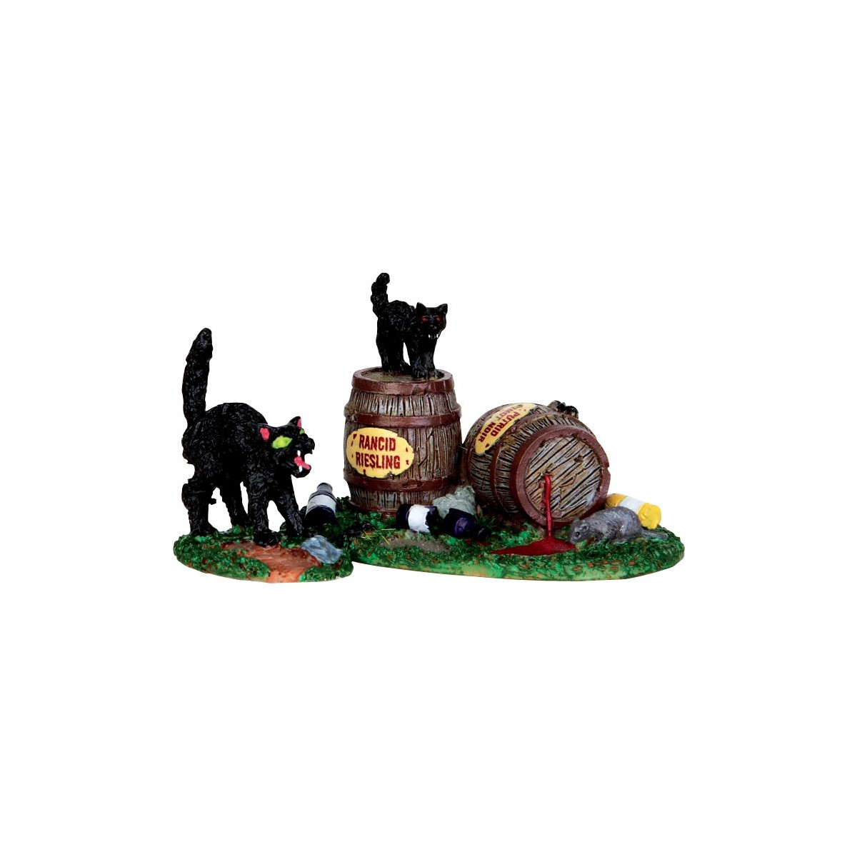 Tonneaux et chats noirs lot de 2 Halloween Lemax