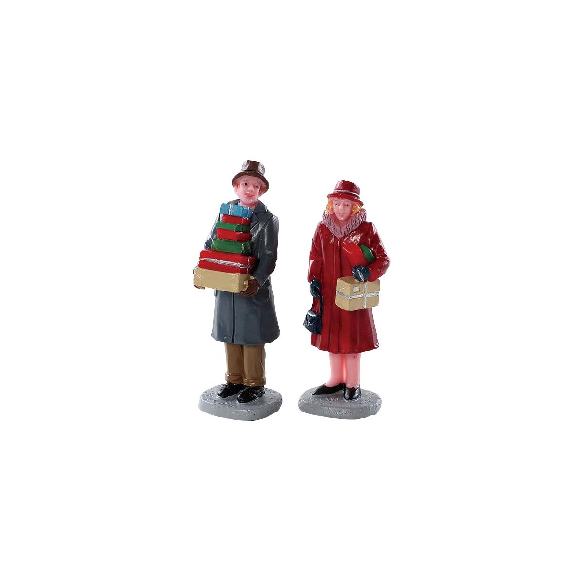 Couple avec cadeaux et colis lot de 2 Lemax