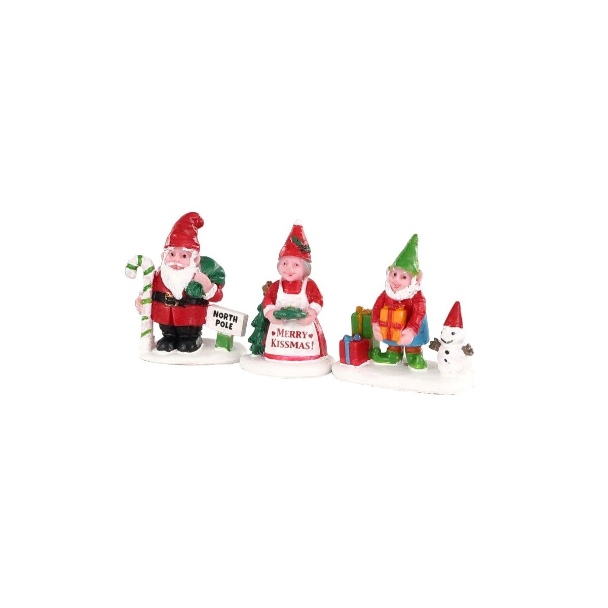 Nains de jardin enneigés Noël Lot de 3 Lemax