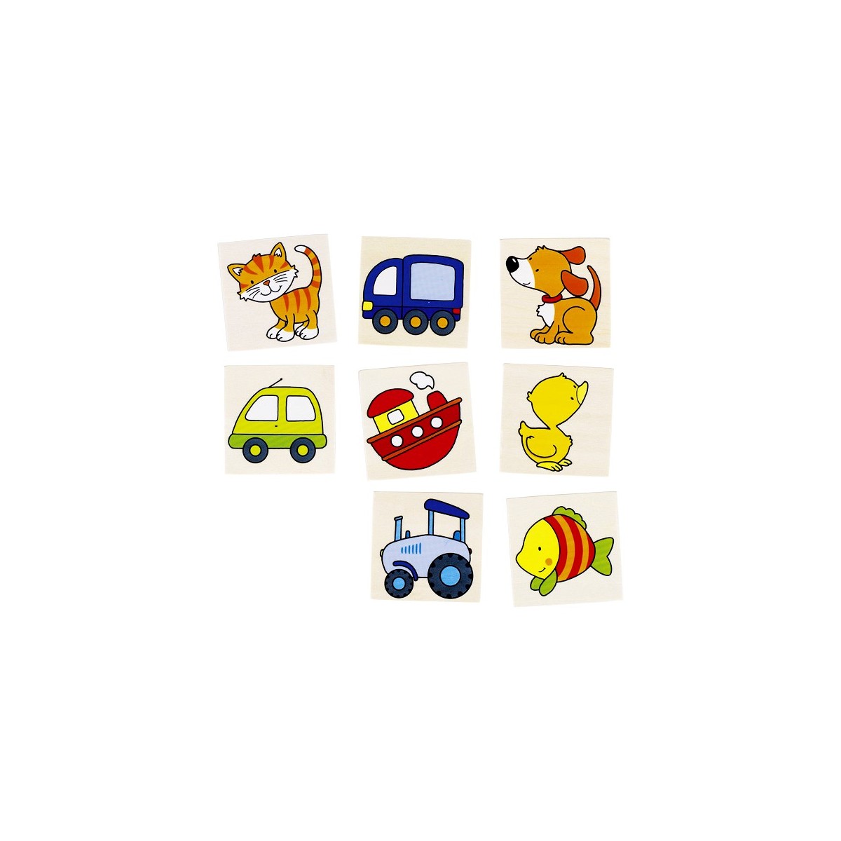 Jeu de Memory Enfant en bois Animaux et Véhicules