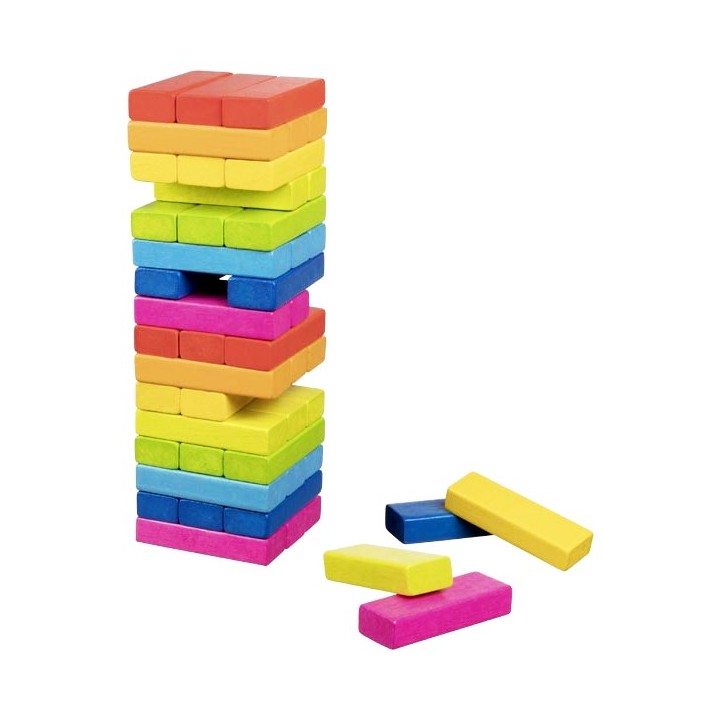 Jeu Tour chancelante en bois colorée