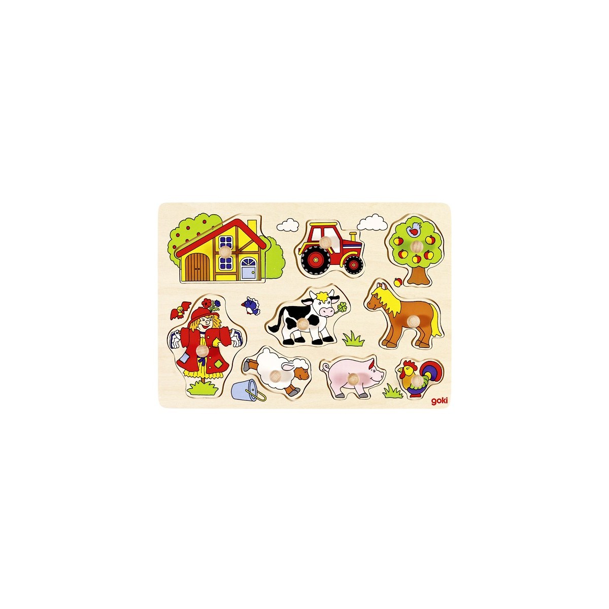 Puzzle enfant en bois à encastrement ferme 9 pièces