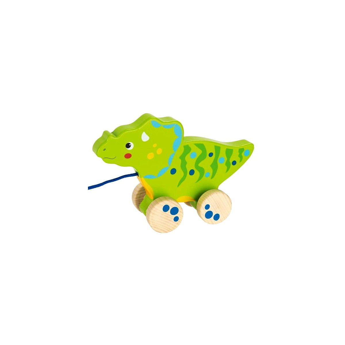 Dinosaure vert en bois à tirer 20 cm
