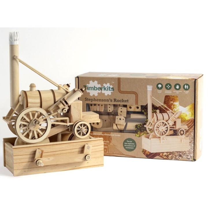 Maquette en bois animée Locomotive à vapeur 27 cm