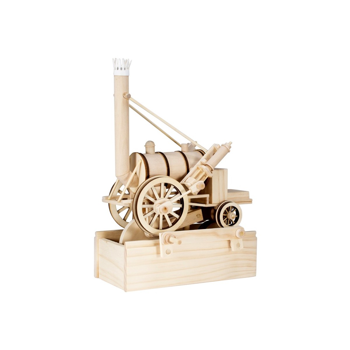 Maquette en bois animée Locomotive à vapeur 27 cm