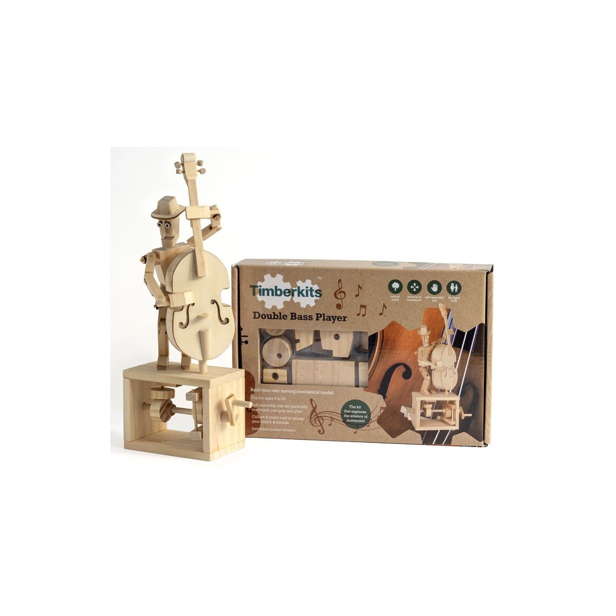Automate en bois contrebassiste