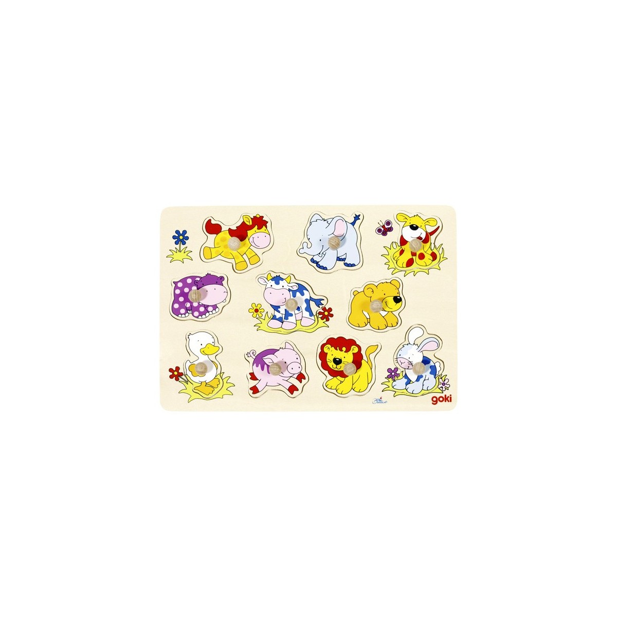 Puzzle enfant en bois à encastrement bébés animaux 10 pièces