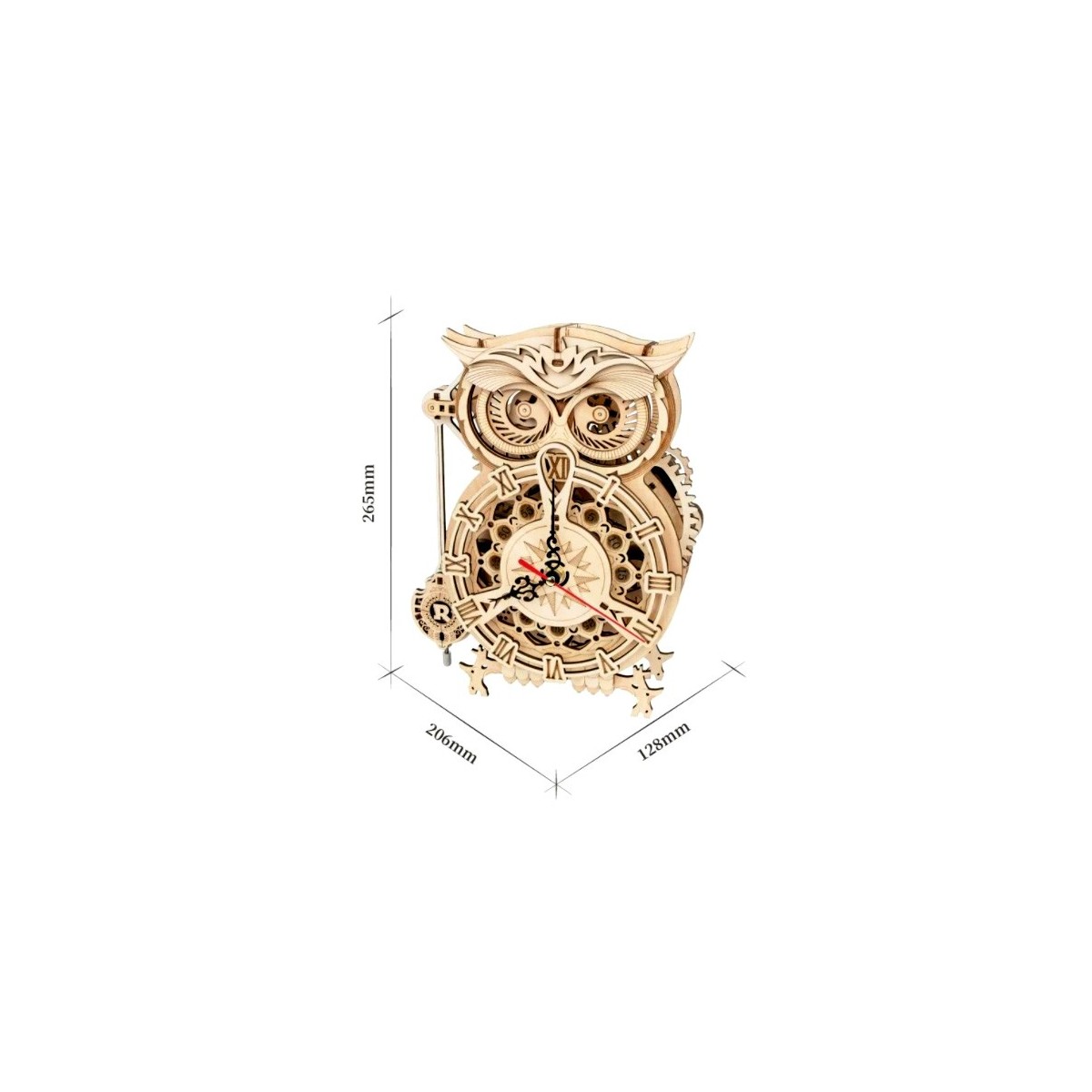 Maquette bois Horloge hibou animée