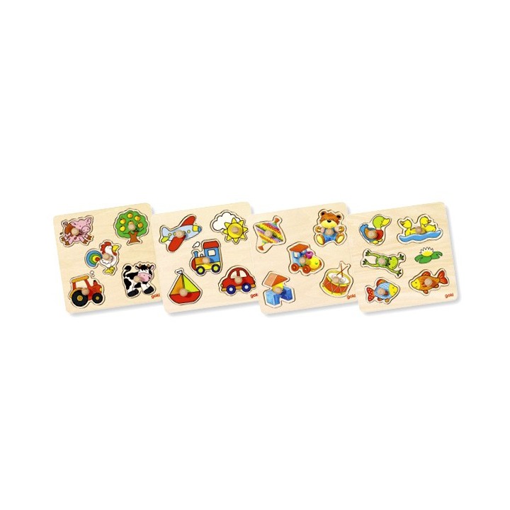Puzzle enfant en bois à encastrement animaux 5 pièces