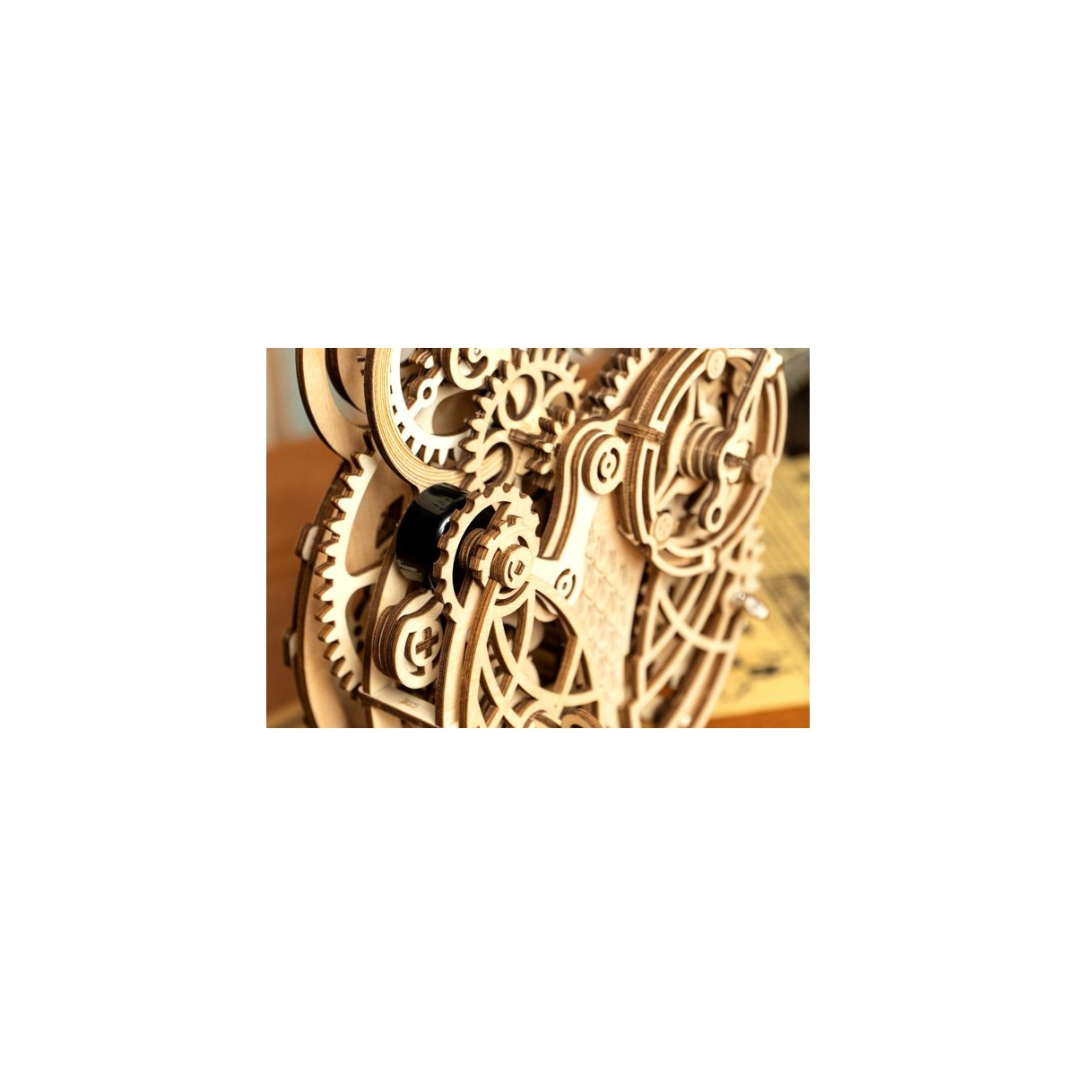 Maquette bois Horloge hibou animée