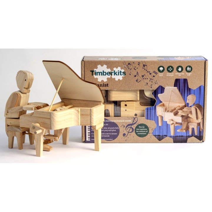Automate en bois pianiste en kit 20 cm