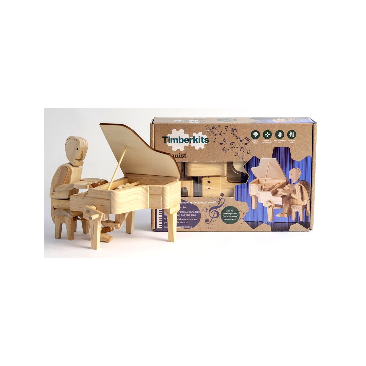 Automate en bois pianiste en kit 20 cm
